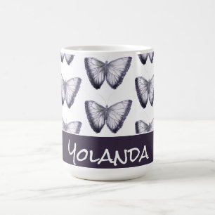 Custom Name Cute Trendy Beautiful Butterfly Coffee Mug