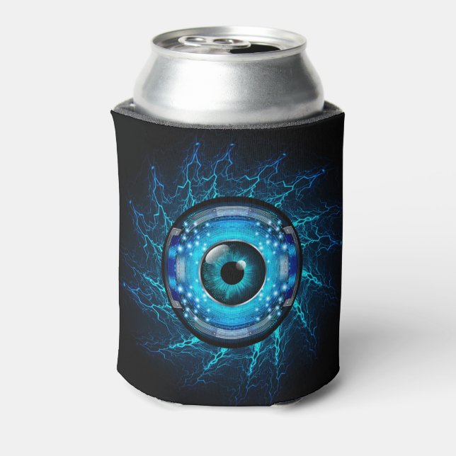 Custom Name Cyber Circuit Eye Can Cooler (Can Back)