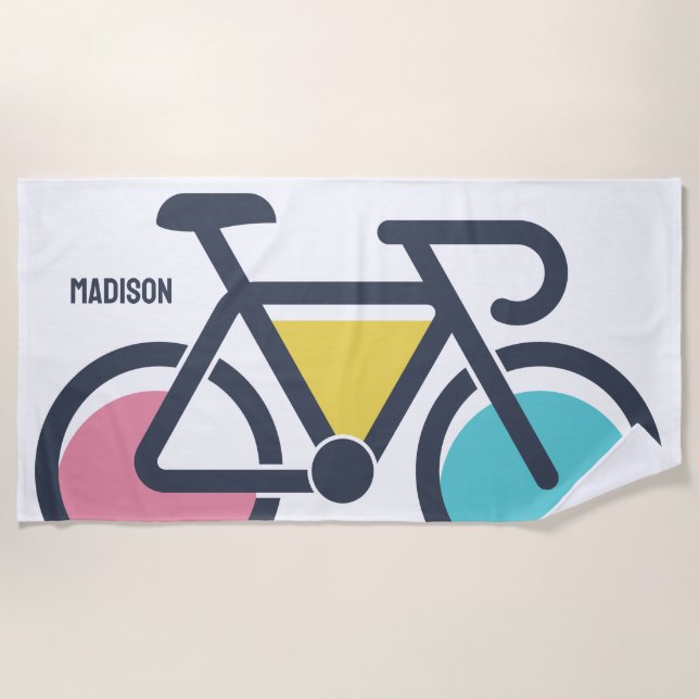 Custom Name Cycling Beach Towel (Front)