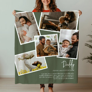 Custom Name Daddy Father Definition Photo Collage Fleece Blanket