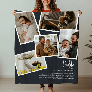 Custom Name Daddy Father Definition Photo Collage Fleece Blanket
