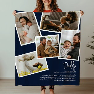 Custom Name Daddy Father Definition Photo Collage Fleece Blanket