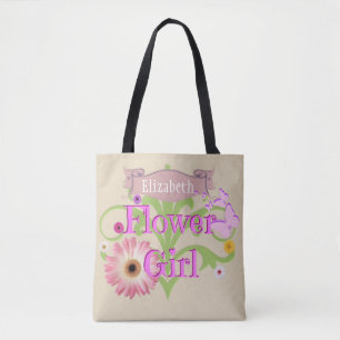Custom Name Daisy Flower Girl Tote Bag