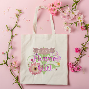 Custom Name Daisy Flower Girl Tote Bag