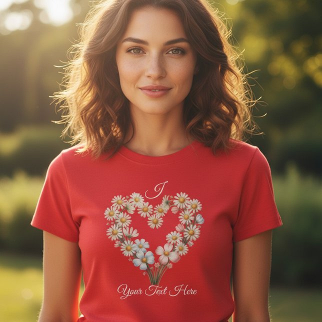 Custom Name Daisy Flower Heart Valentine’s Day T-Shirt (Creator Uploaded)