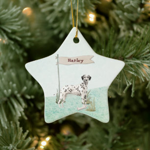Custom Name Dalmatian Pet Dog Ceramic Tree Decoration