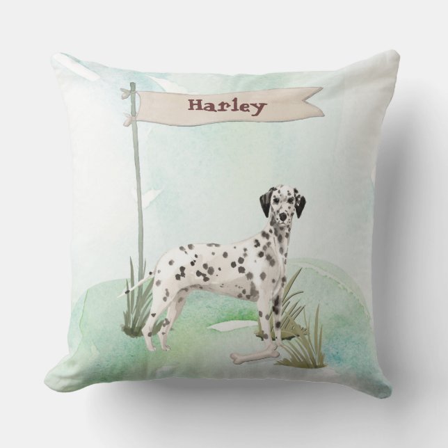 Custom Name Dalmatian Pet  Dog Cushion (Front)