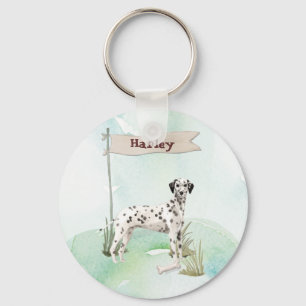 Custom Name Dalmatian Pet  Dog Key Ring