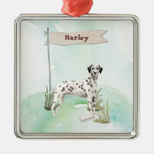 Custom Name Dalmatian Pet Dog Metal Tree Decoration