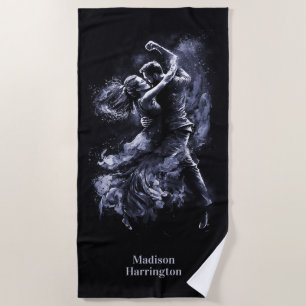 Custom Name Dancing Couple Beach Towel