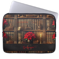 Custom Name Dark Academia Poinsettia Bookshelf