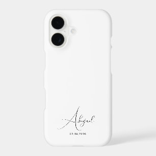 Custom Name Date Elegant Stylish White