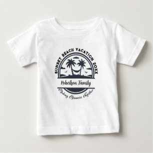 Custom Name Date Location Matching Family Beach Baby T-Shirt