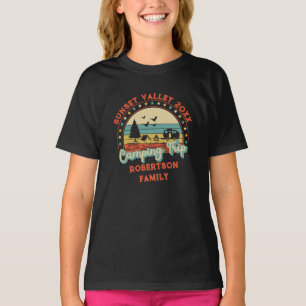 Custom Name Date Location Matching Family Camping  T-Shirt