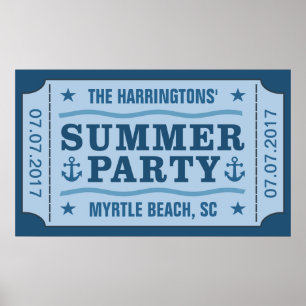 Custom name, date & location “Party Ticket” poster