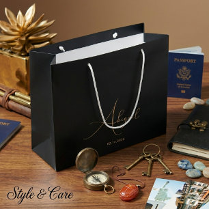 Custom Name Date Stylish Celebration Large Gift Bag
