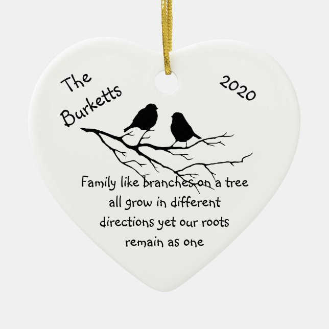 Custom Name Dated Christmas Family Quote Ceramic Tree Decoration (Front)