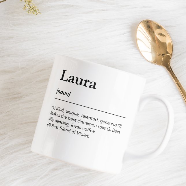 Custom name definition minimalist black and white coffee mug (Creator Uploaded)