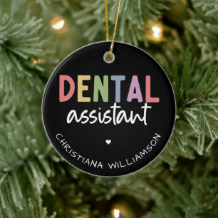 Custom Name Dental Assistant Gift Ceramic Tree Decoration