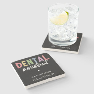 Custom Name Dental Assistant Gift  Stone Coaster