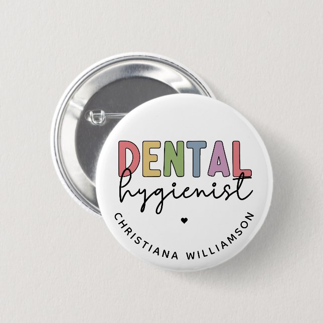 Custom Name Dental Hygienist RDH Gifts 6 Cm Round Badge (Front & Back)