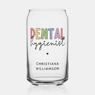 Custom Name Dental Hygienist RDH Gifts Can Glass