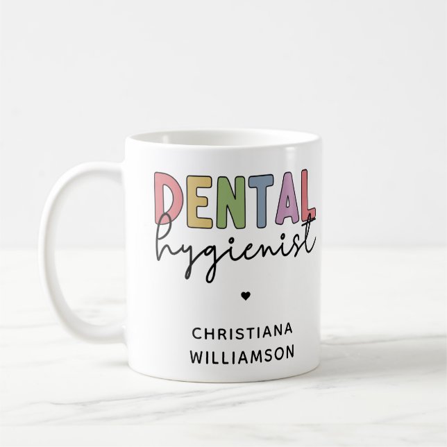 Custom Name Dental Hygienist RDH Gifts Coffee Mug (Left)