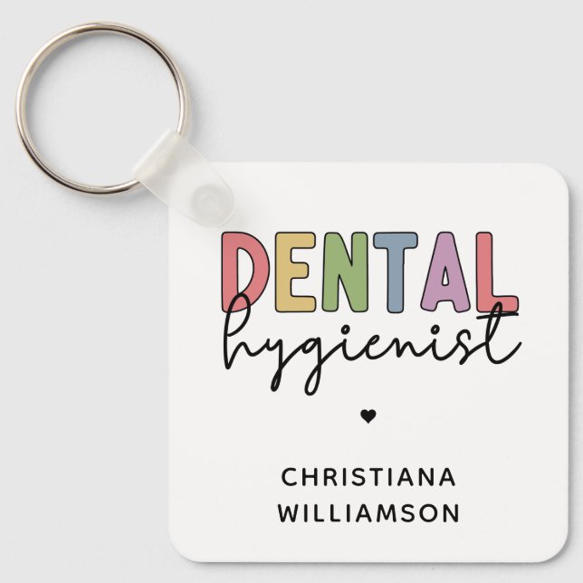 Custom Name Dental Hygienist RDH Gifts Key Ring (Front)