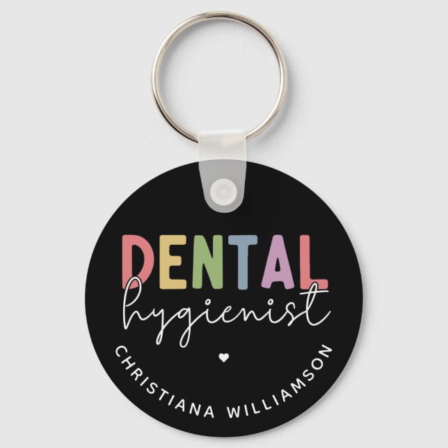 Custom Name Dental Hygienist RDH Gifts Key Ring (Front)