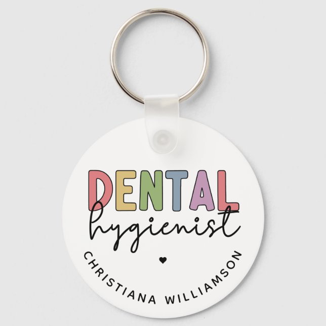 Custom Name Dental Hygienist RDH Gifts Key Ring (Front)