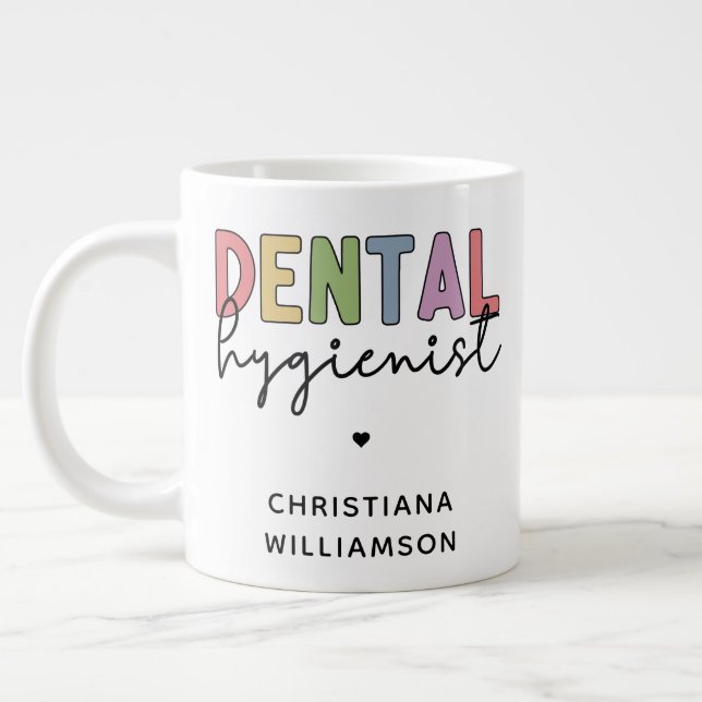 Custom Name Dental Hygienist RDH Gifts Large Coffee Mug (Left)