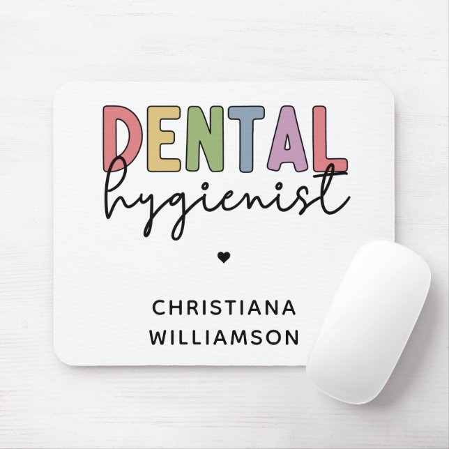Custom Name Dental Hygienist RDH Gifts Mouse Mat (With Mouse)