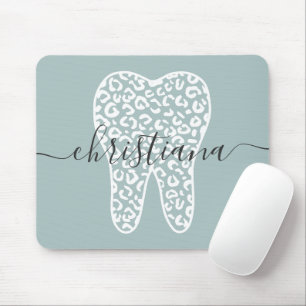 Custom Name Dental Leopard Print Tooth Mouse Mat