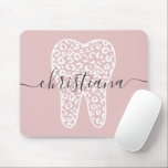 Custom Name Dental Leopard Print Tooth Mouse Mat<br><div class="desc">Custom Name Dental Leopard Print Tooth Pesonalized Gifts!</div>