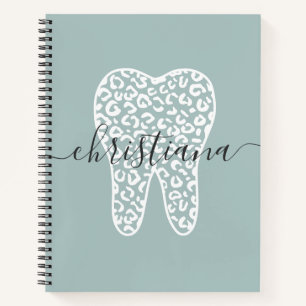 Custom Name Dental Leopard Print Tooth Notebook