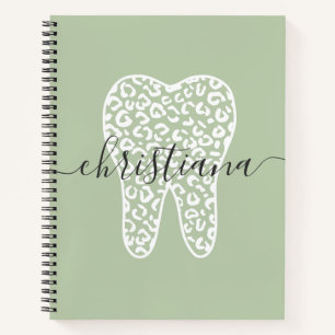 Custom Name Dental Leopard Print Tooth Notebook