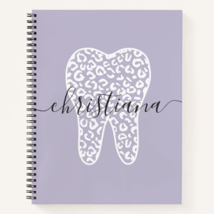 Custom Name Dental Leopard Print Tooth Notebook