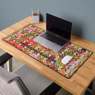 Custom Name Diamond Abstract Unique Wonky Art Desk Mat