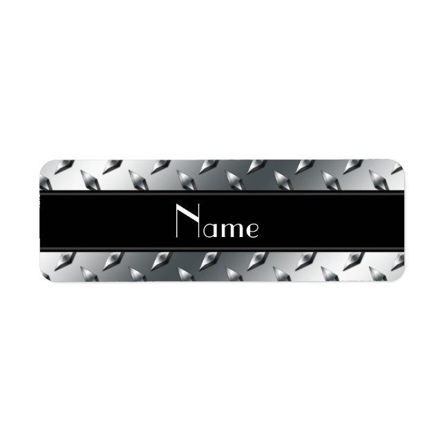 Custom name diamond plate steel black stripe (Front)