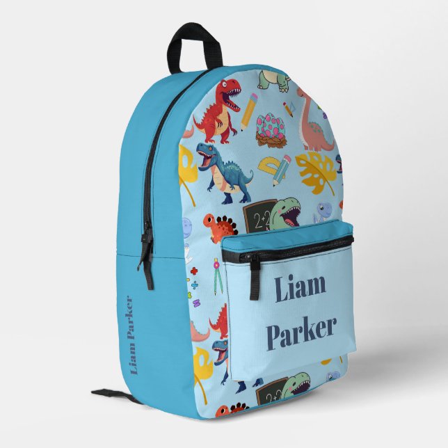 Custom Name Dinosaur Back to School Boys Backpack (Back Corner Left)