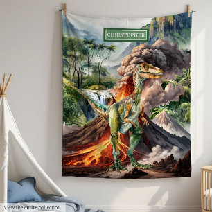 Custom Name Dinosaur Blanket for Kids Birthday