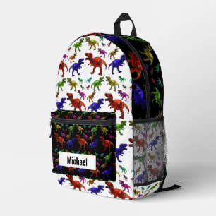 Custom Name Dinosaur Boy's Rainbow Backpack