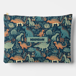 Custom Name Dinosaur Pattern Accessory Pouch