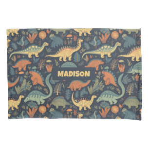 Custom Name Dinosaur Pattern Pillowcase