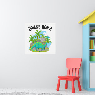 Custom Name Dinosaur Room Decor Kids Wall Poster