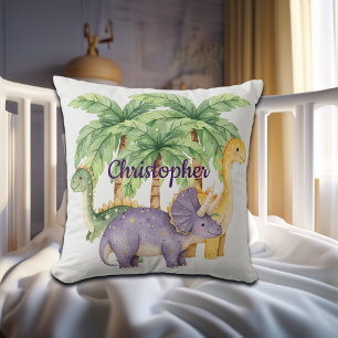 Custom Name Dinosaurs Palm Trees Cushion