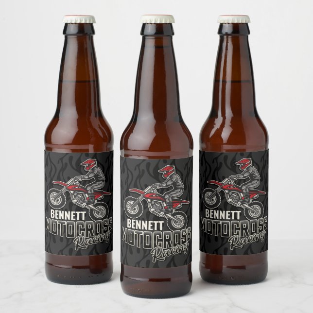 Custom NAME Dirt Bike Rider Motocross Racing Beer Bottle Label (Bottles)