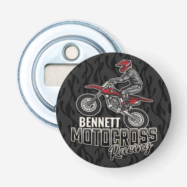 Custom NAME Dirt Bike Rider Motocross Racing Bottle Opener (Front)