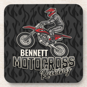 Custom NAME Dirt Bike Rider Motocross Racing Coaster