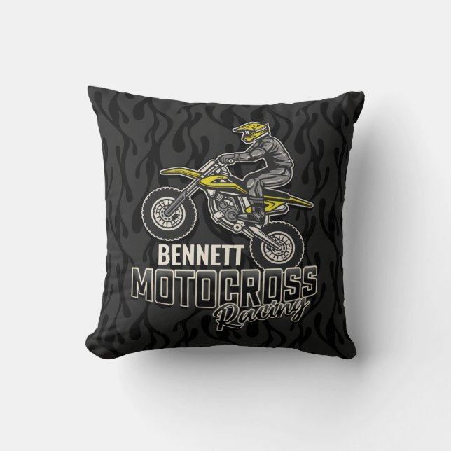 Custom NAME Dirt Bike Rider Motocross Racing Cushion (Front)